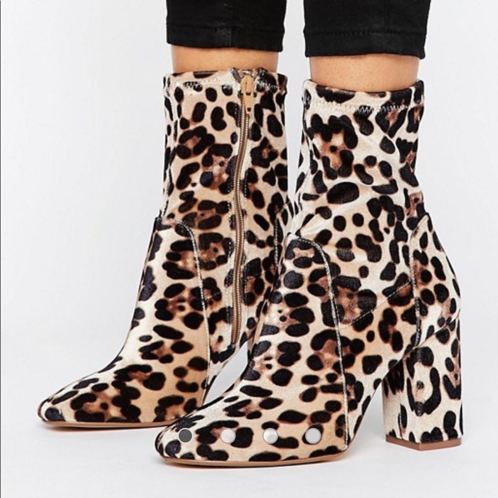 NWOT River Island Leopard Print Heeled Sock Boots